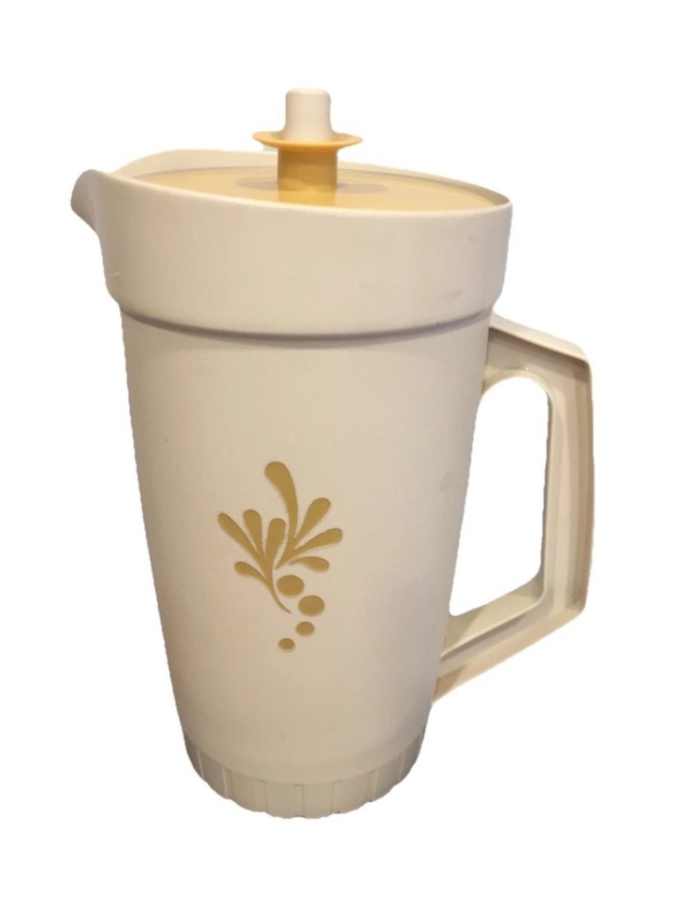 Tupperware Drink Pitcher Plastic Almond Harvest Gold Design Vintage 70s # 800-8